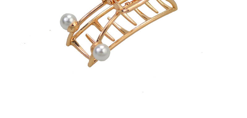 Fashion Gold Geometric Alloy Curved Pearl Large Grab,Hair Claws