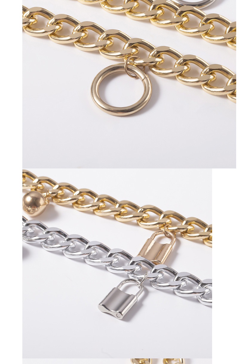 Fashion White K Chain Bead Geometry U-shaped Tassel Lock Waist Chain,Body Piercing Jewelry