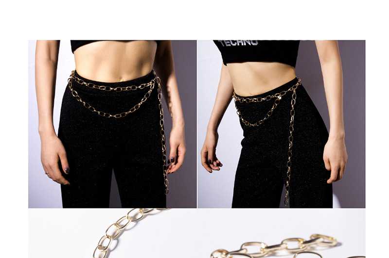 Fashion Single Chain Clause Gold Geometric Chain Multi-layer Tassel Pearl Waist Chain,Body Piercing Jewelry