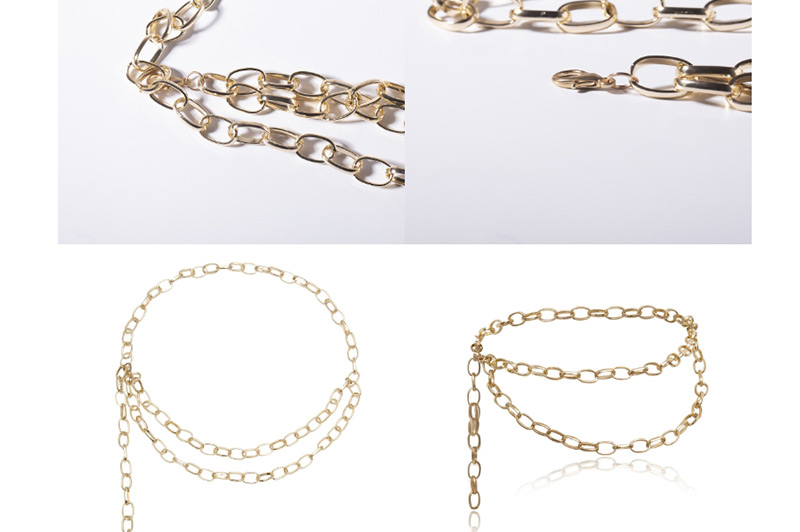 Fashion Single Pearl White Geometric Chain Multi-layer Tassel Pearl Waist Chain,Body Piercing Jewelry