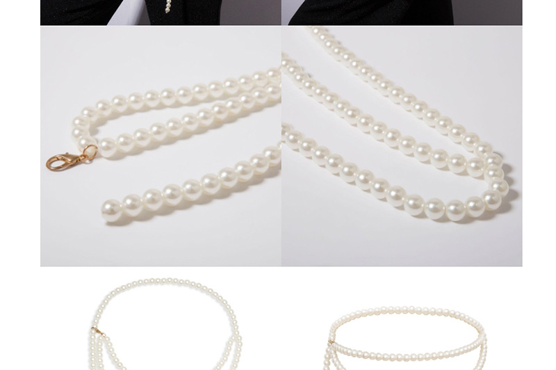 Fashion Suit Geometric Chain Multi-layer Tassel Pearl Waist Chain,Body Piercing Jewelry