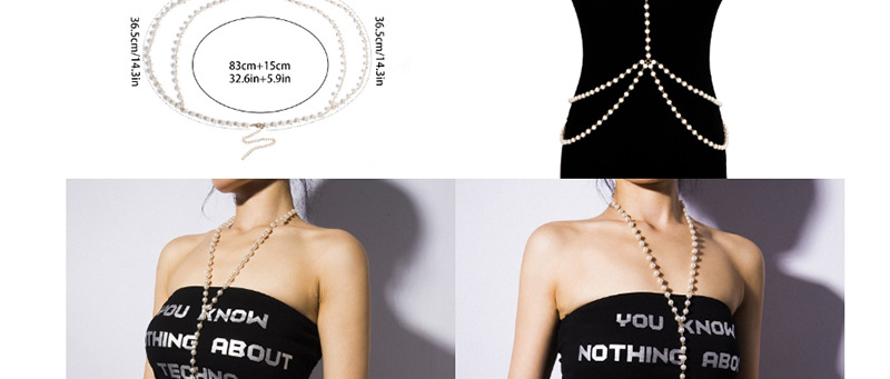 Fashion Golden Single Layer Body Chain Fringed Geometric Beaded Pearl Body Chain,Body Piercing Jewelry