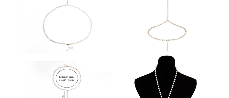 Fashion Golden Single Layer Body Chain Fringed Geometric Beaded Pearl Body Chain,Body Piercing Jewelry