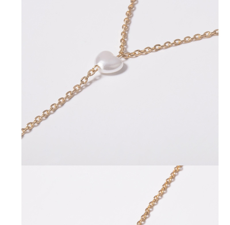 Fashion Gold Multi-layer Fringed Heart-shaped Pearl Geometric Chain Body Chain,Body Piercing Jewelry