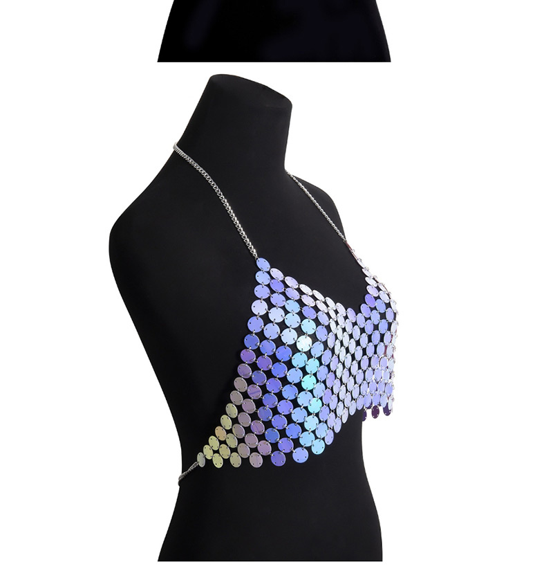 Fashion Color Round Sequins Geometric Chest Chain,Body Chain