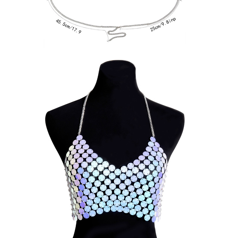 Fashion Color Round Sequins Geometric Chest Chain,Body Chain