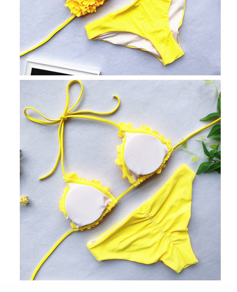 Fashion Yellow Sewed Flower Triangle Bag Bikini,Bikini Sets