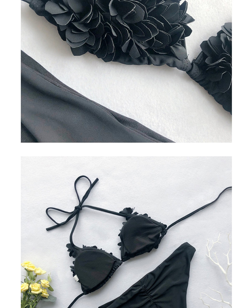Fashion Black Sewed Flower Triangle Bag Bikini,Bikini Sets