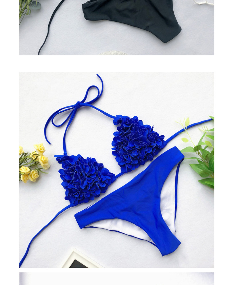 Fashion Blue Sewed Flower Triangle Bag Bikini,Bikini Sets