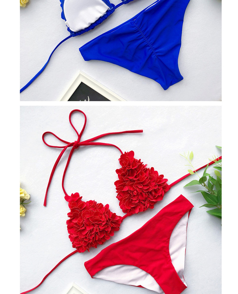 Fashion Rose Red Sewed Flower Triangle Bag Bikini,Bikini Sets