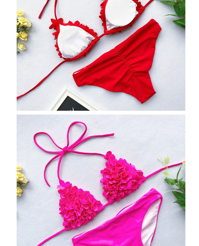 Fashion Red Sewed Flower Triangle Bag Bikini,Bikini Sets