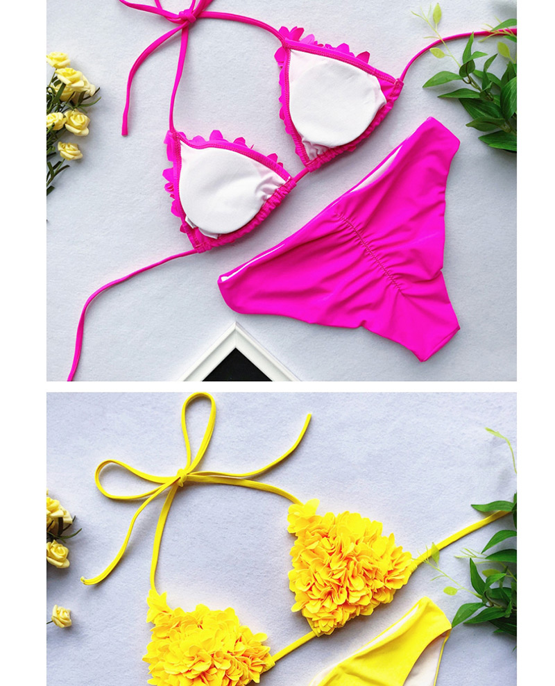 Fashion Yellow Sewed Flower Triangle Bag Bikini,Bikini Sets