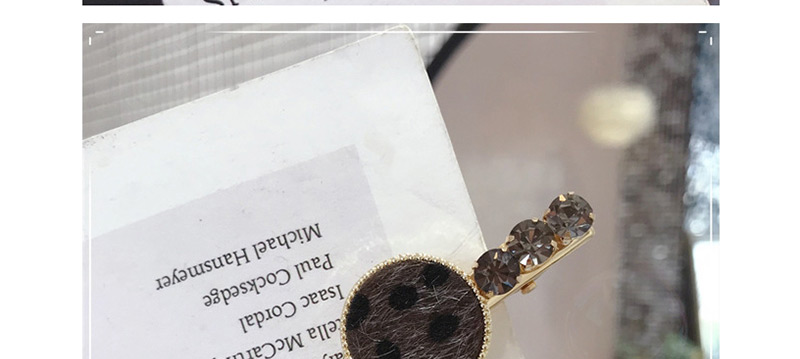Fashion Coffee Color Horse Hair Leopard Circle Diamond Hair Clip,Hairpins