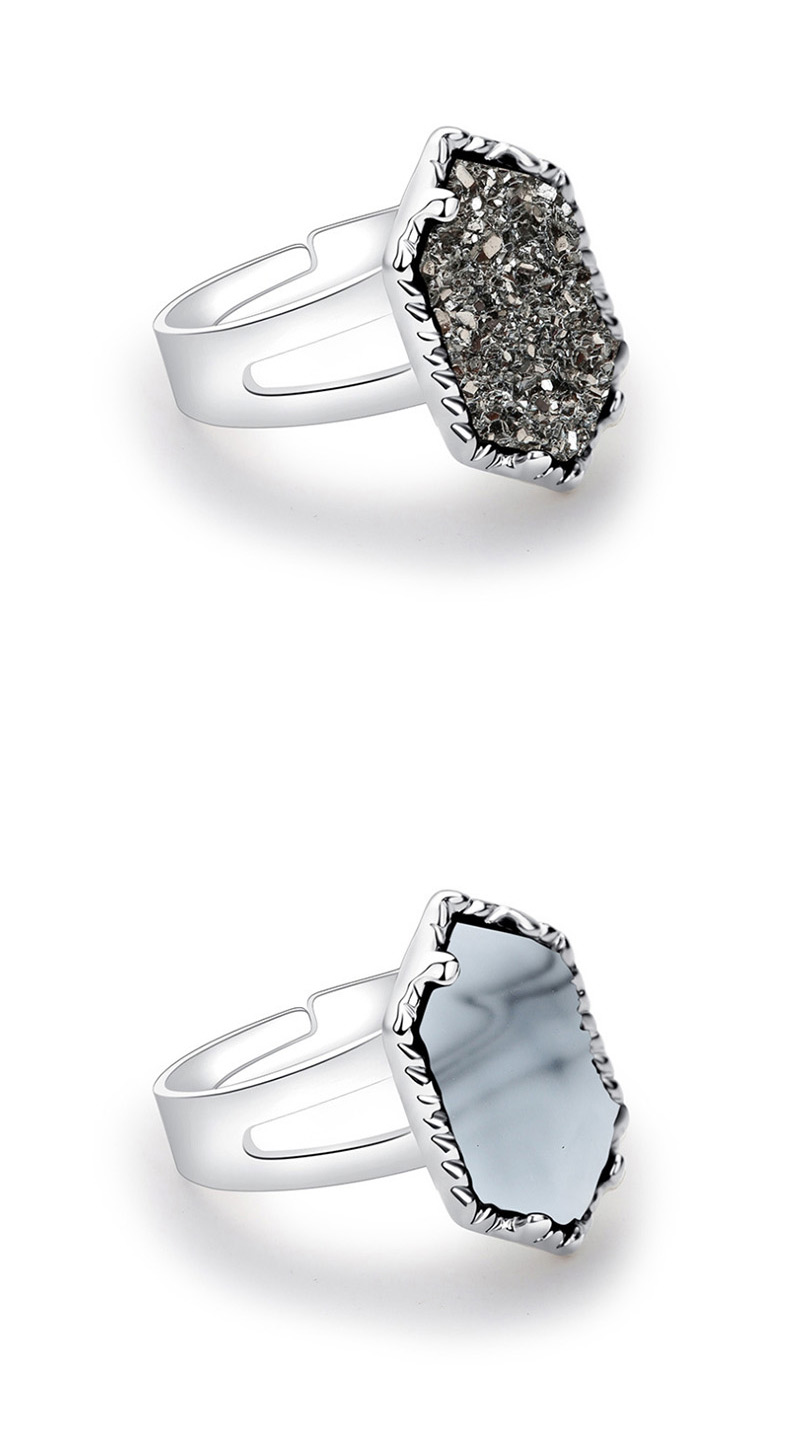 Fashion Gold + Gray Crystal Cluster Diamond Ring,Fashion Rings