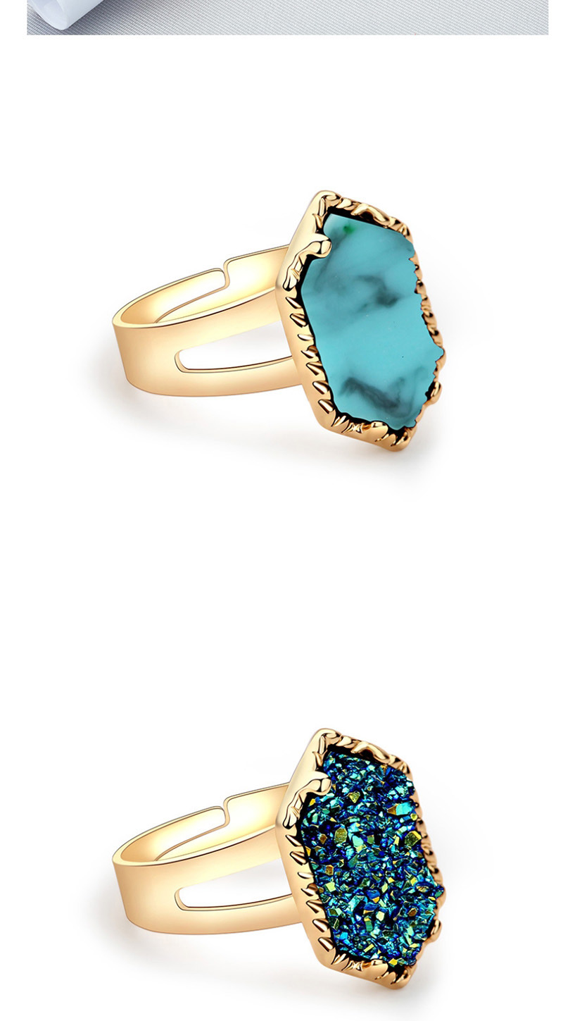 Fashion Gold + Blue Color Crystal Cluster Diamond Ring,Fashion Rings