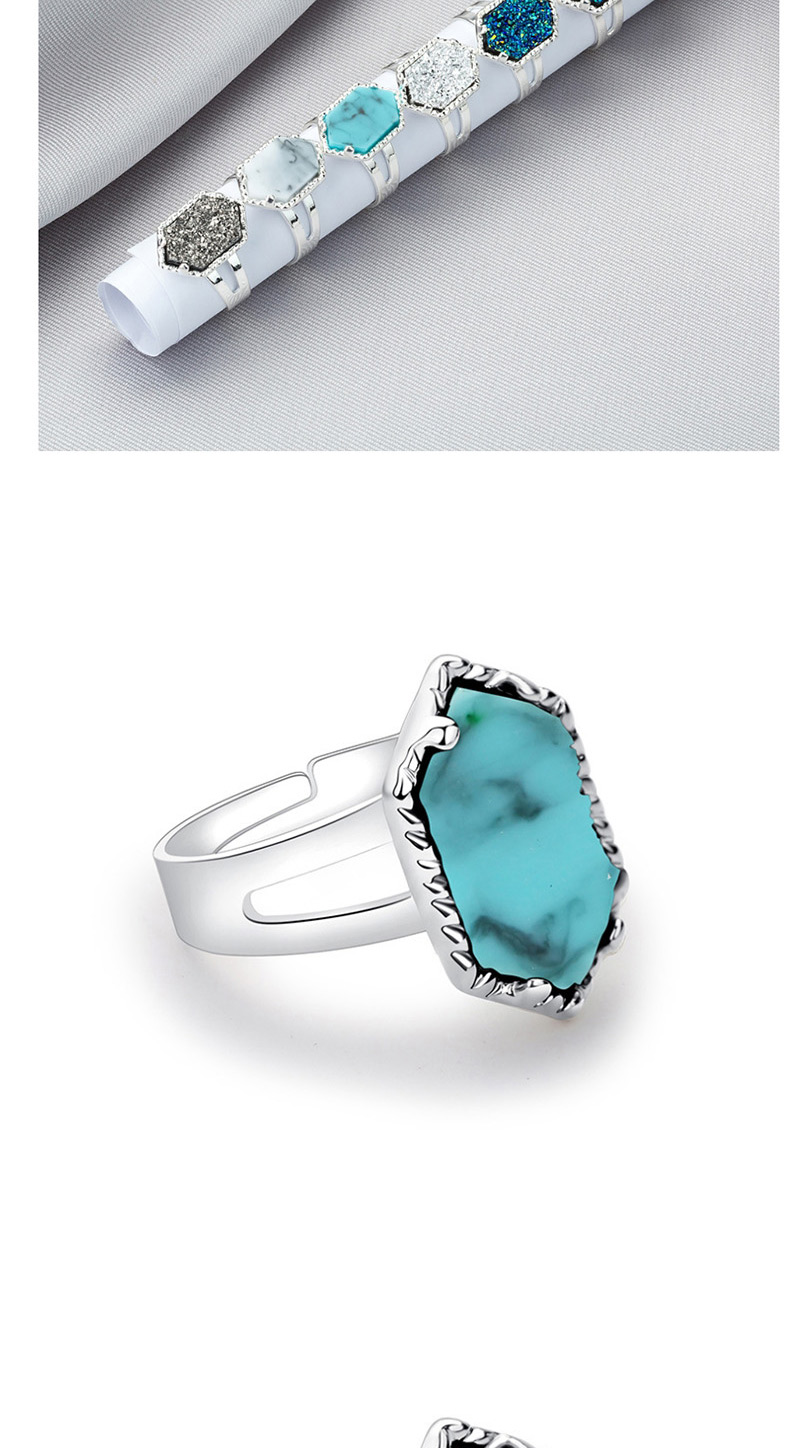 Fashion Silver + White Turquoise Crystal Cluster Diamond Ring,Fashion Rings