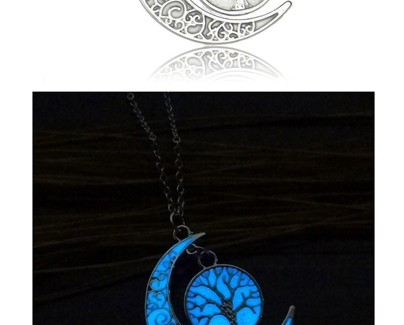 Fashion Life Tree Hollow Life Tree Moon Luminous Necklace,Pendants