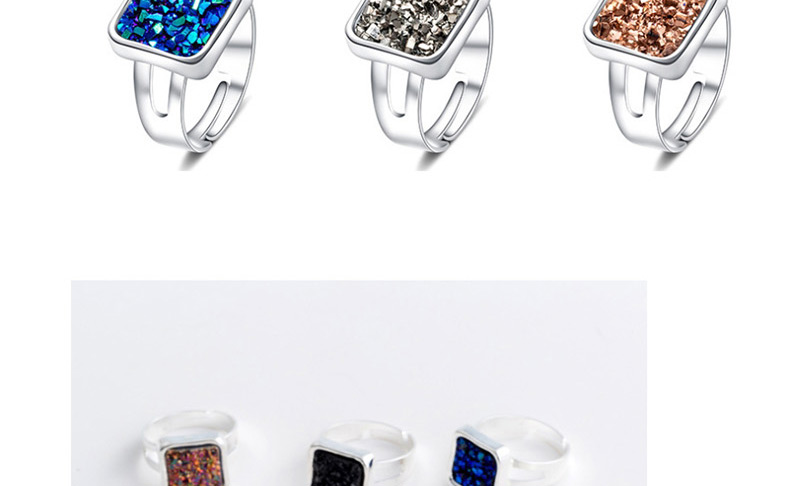 Fashion Silver + Blue Cluster Imitation Natural Stone Multicolor Cluster Ring,Fashion Rings