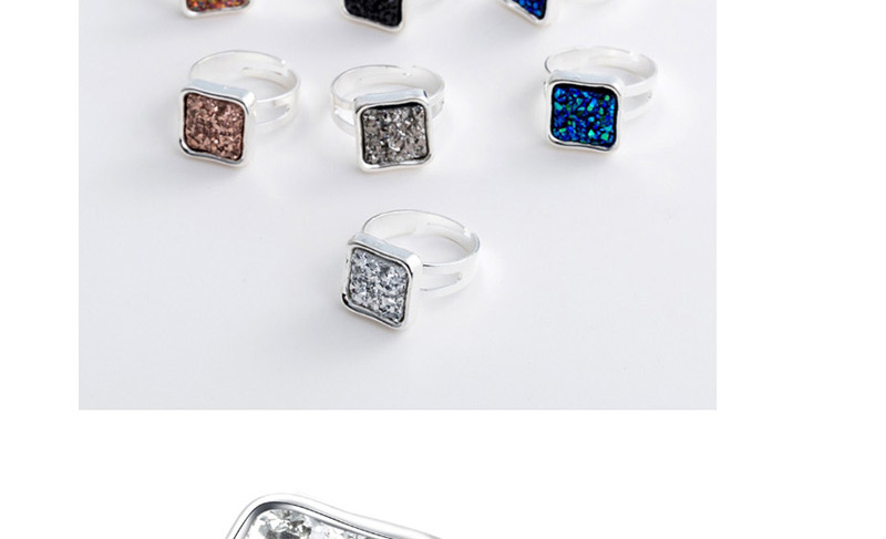 Fashion Silver + Black Cluster Imitation Natural Stone Multicolor Cluster Ring,Fashion Rings