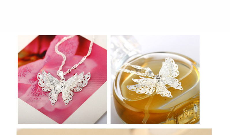 Fashion Silver  Silver Pointed Wings Butterfly Necklace,Pendants