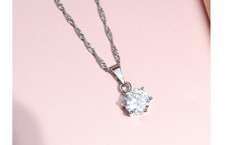 Fashion Silver Copper Zircon Flower Necklace,Pendants
