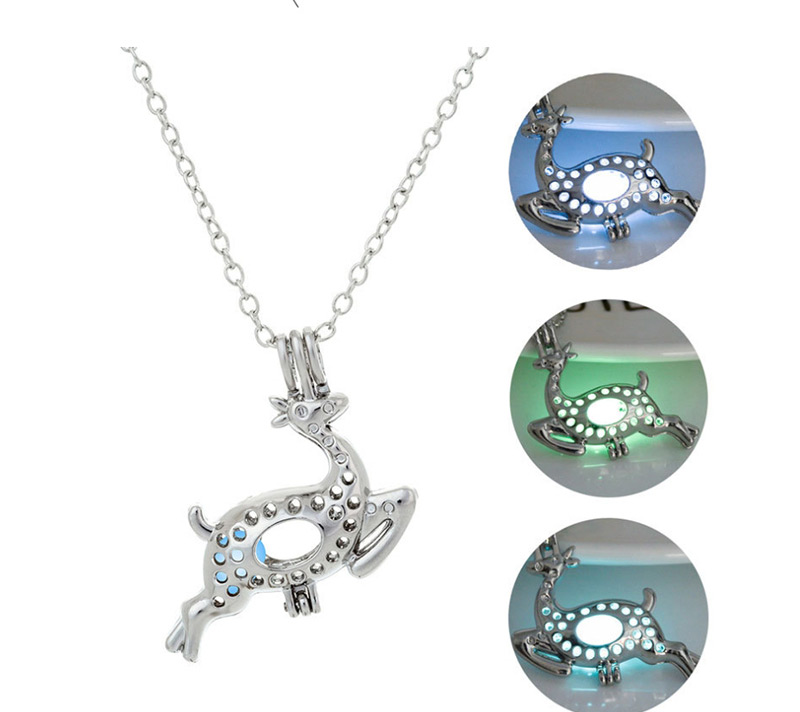 Fashion Sky Blue Luminous Elk Necklace,Pendants