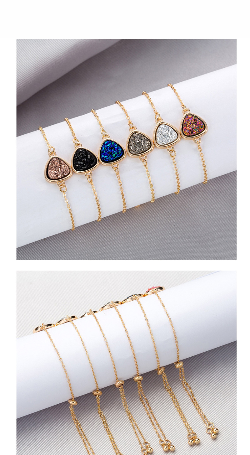 Fashion Gold + Brown Cluster Natural Stone Triangle Cluster Bracelet,Fashion Bracelets