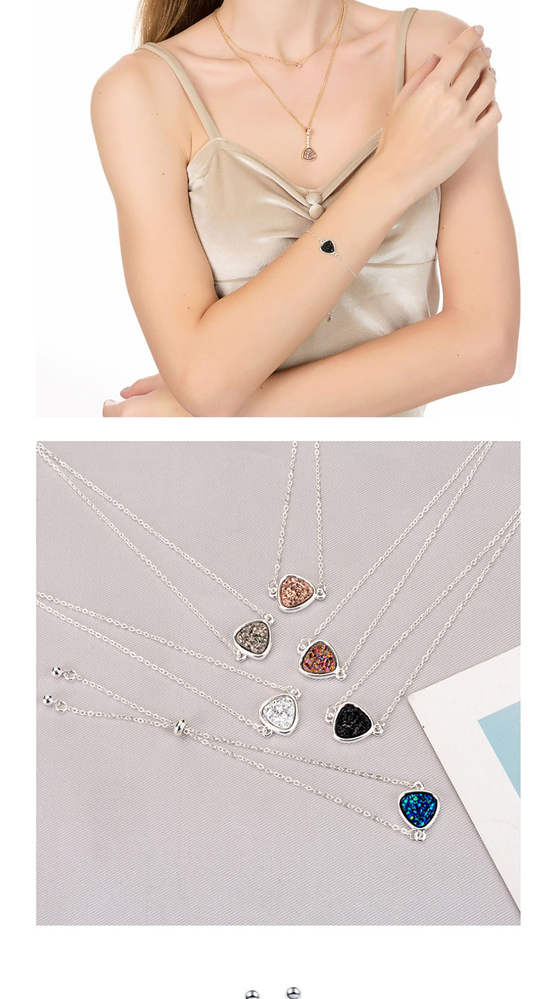 Fashion Silver + Brown Cluster Natural Stone Triangle Cluster Bracelet,Fashion Bracelets