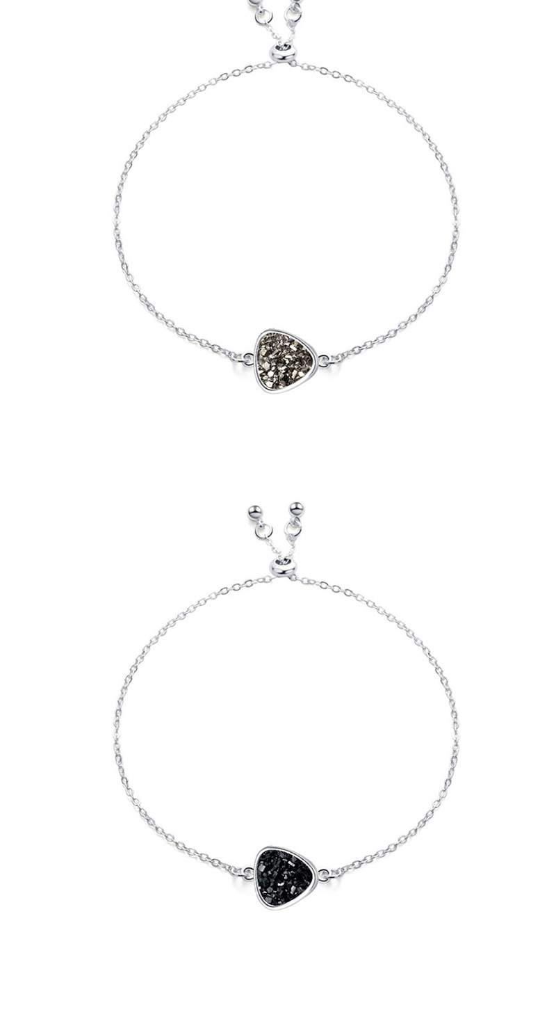 Fashion Silver + Black Cluster Natural Stone Triangle Cluster Bracelet,Fashion Bracelets