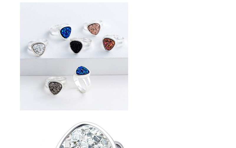 Fashion Silver + Blue Cluster Love Crystal Cluster Natural Stone Ring,Fashion Rings