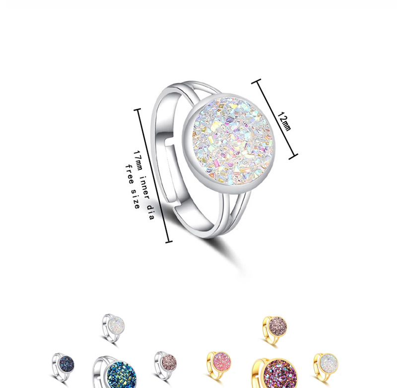 Fashion Silver + Dark Blue Natural Crystal Cluster Adjustable Ring,Fashion Rings