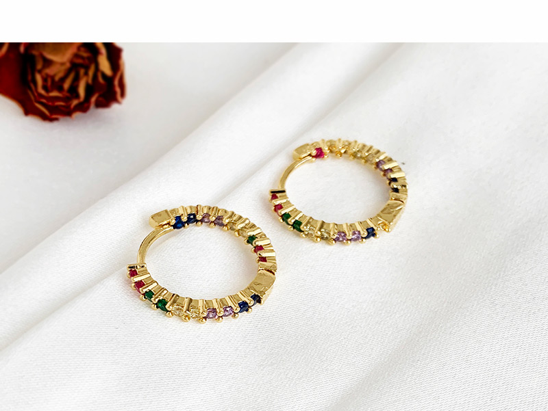 Fashion Gold Copper Inlaid Zircon Ring Earrings,Earrings