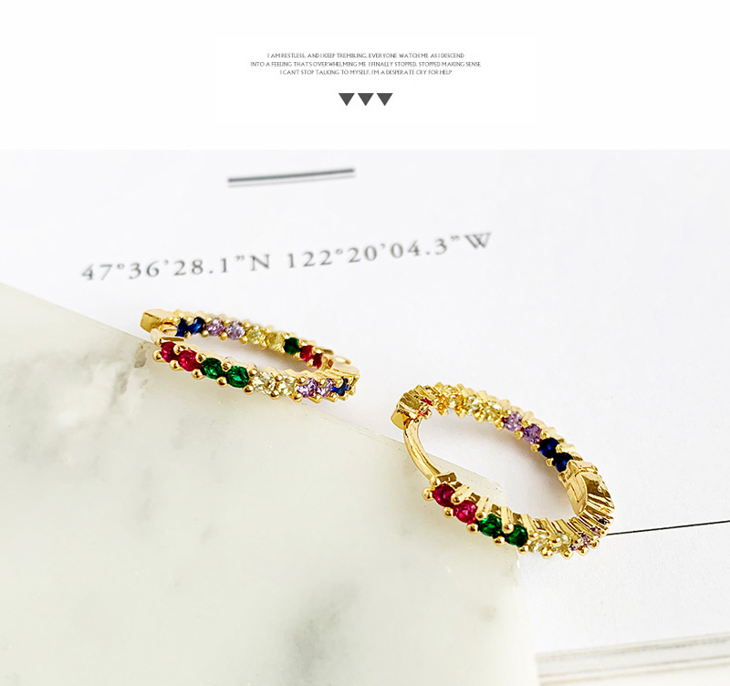 Fashion Gold Copper Inlaid Zircon Ring Earrings,Earrings