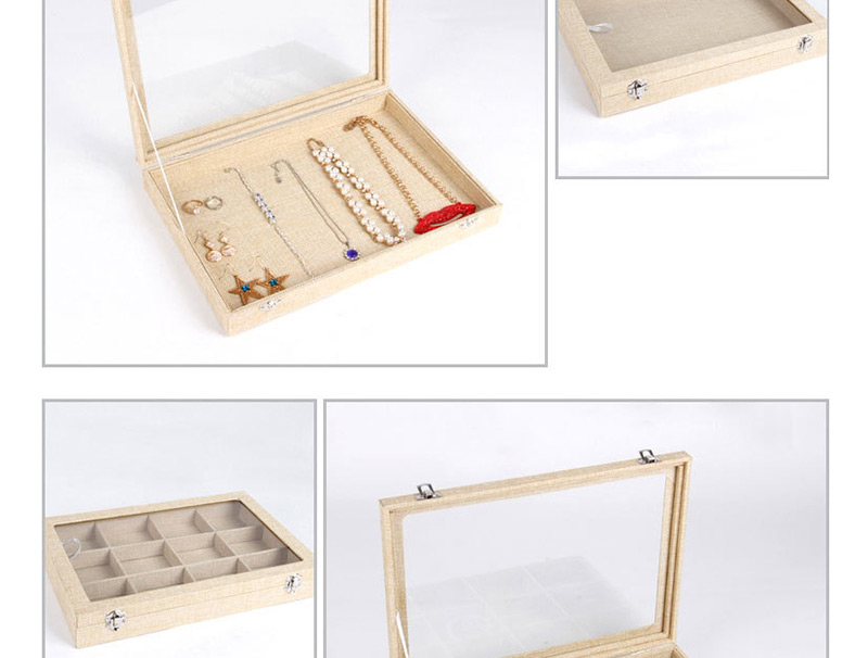 Fashion Burlap Jewelry Box 12 Grid Burlap Jewelry Display Tray,Jewelry Findings & Components