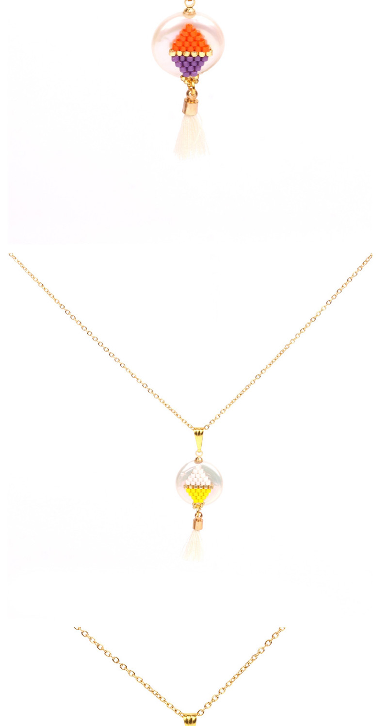 Fashion Yellow Pearl Rice Beaded Tassel Necklace,Pendants