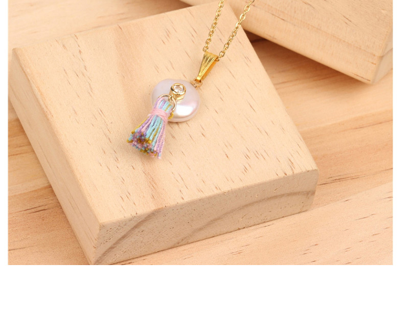 Fashion White Pearl Necklace Blue Eyes Stainless Steel Clavicle Chain,Pendants