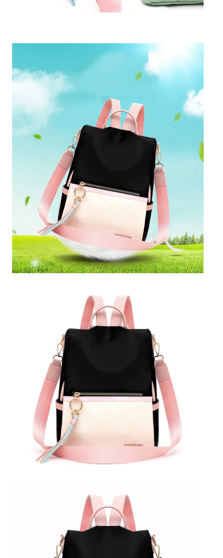 Fashion Pink Contrast Canvas Backpack,Backpack