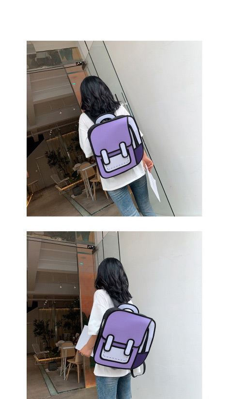 Fashion Purple Contrast Shoulder Bag,Backpack