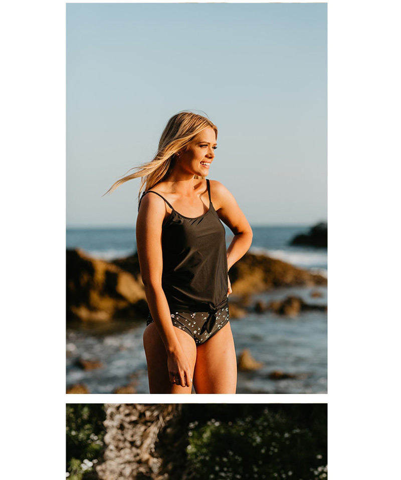Fashion Black Multicolor Striped Split Swimsuit,Bikini Sets