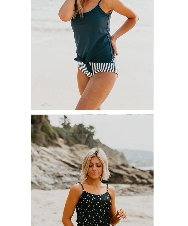 Fashion Black Multicolor Striped Split Swimsuit,Bikini Sets