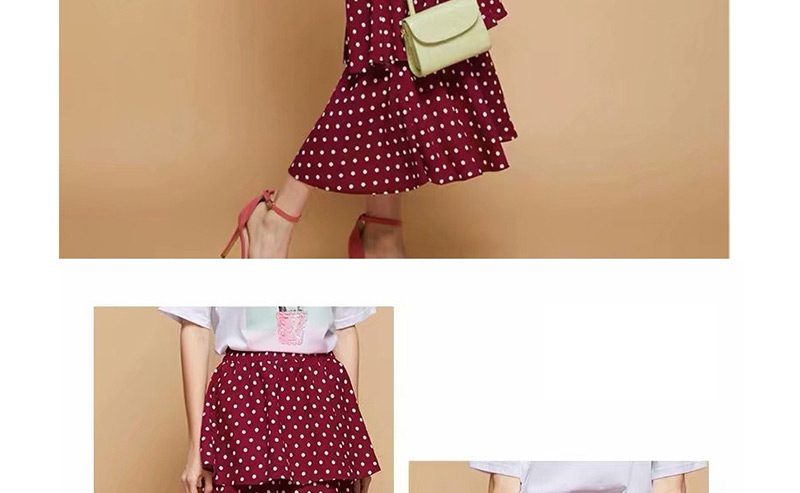 Fashion Red Wine Polka Dot Half-length Cake Skirt,Skirts