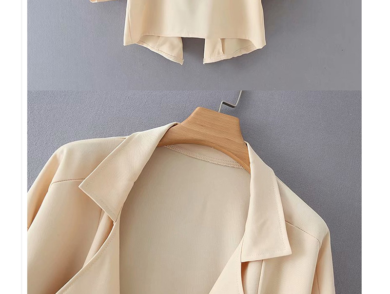 Fashion Khaki Roll Sleeve Short Trench Coat,Coat-Jacket