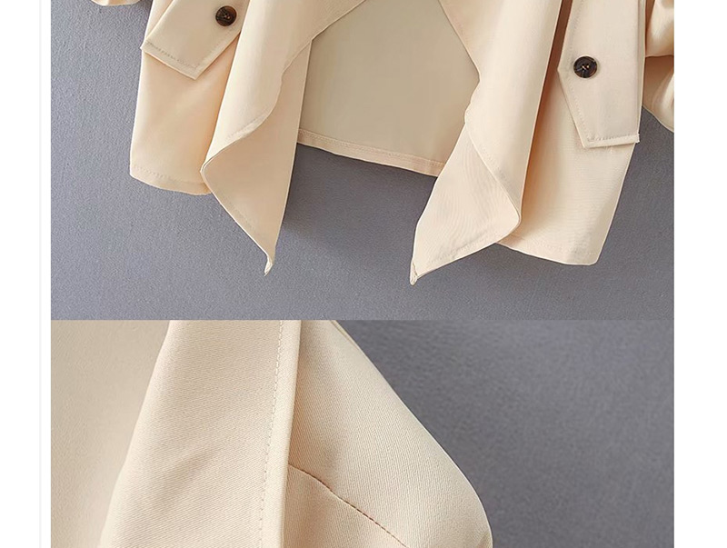 Fashion Khaki Roll Sleeve Short Trench Coat,Coat-Jacket