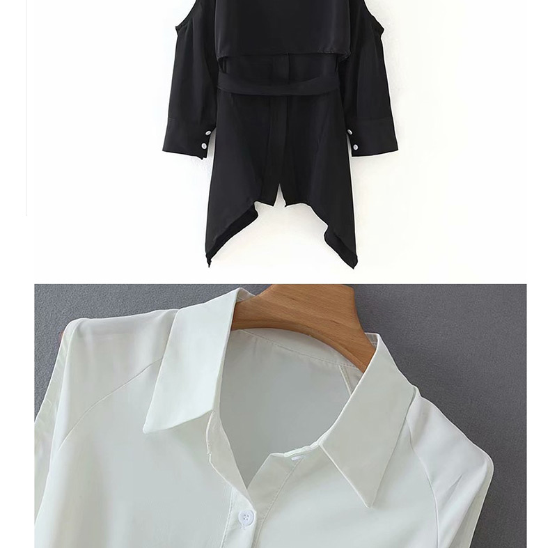 Fashion White Irregular Off-the-shoulder Belt Shirt,Tank Tops & Camis