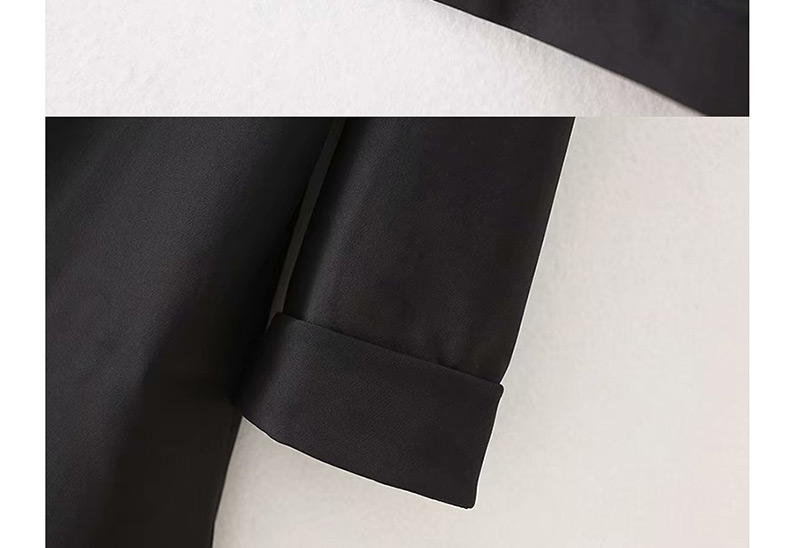 Fashion Black Cropped Sleeves Long Suit Jacket,Coat-Jacket