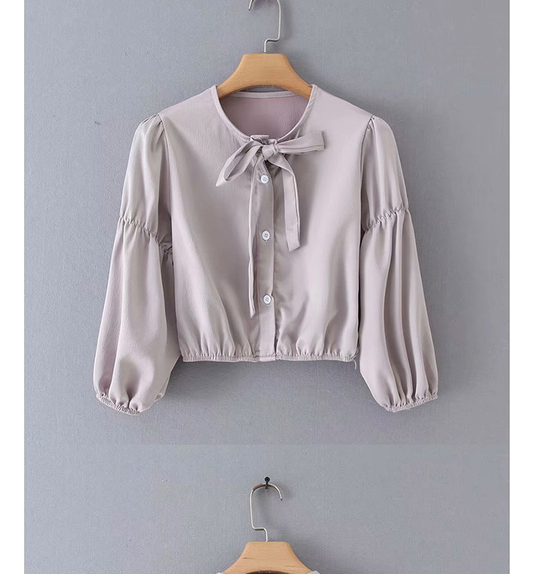 Fashion White Bow Button Long Sleeve Top,Coat-Jacket