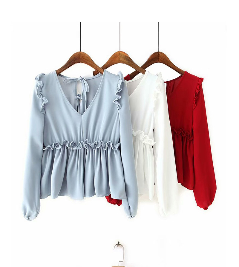 Fashion White Three-color Wooden Ear Straps With Long-sleeved Tops,Coat-Jacket