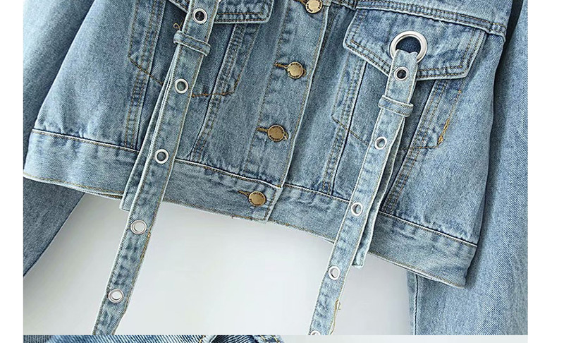 Fashion Blue Fake Pocket Decoration Denim Jacket,Coat-Jacket