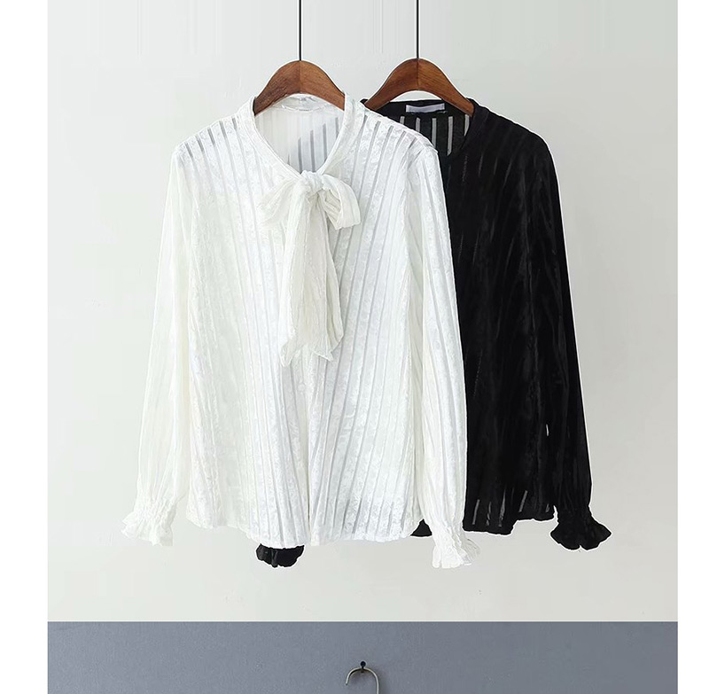 Fashion Black Striped Velvet Lace-up Shirt,Tank Tops & Camis