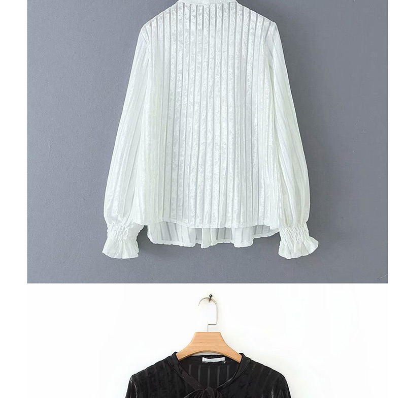 Fashion White Striped Velvet Lace-up Shirt,Tank Tops & Camis